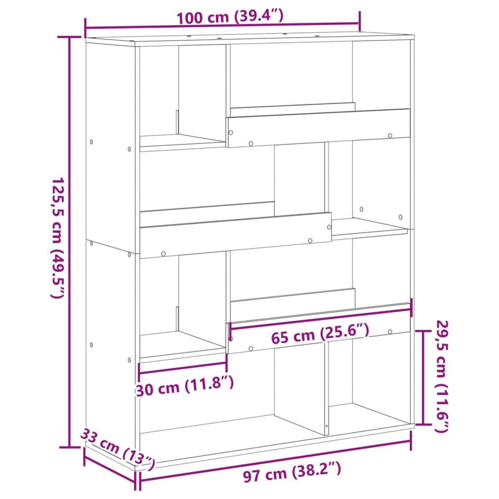 Bokhylle Brun Eik 100x33x125,5 cm
