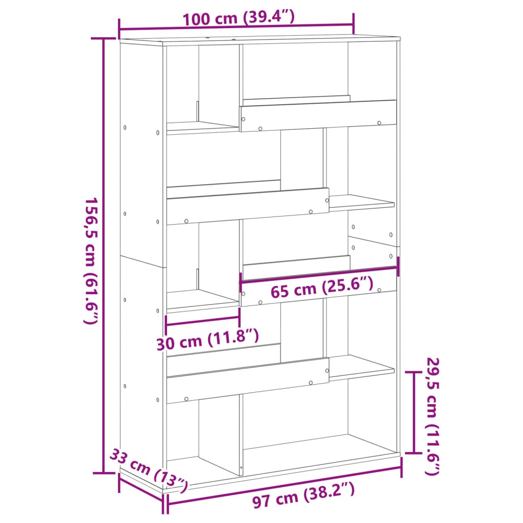 Bokhylle Svart 100x33x156,5 cm