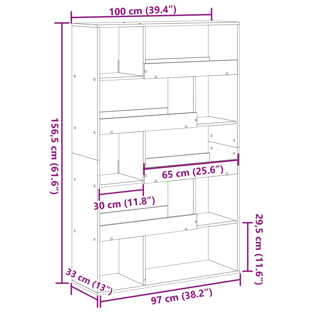 Bokhylle Brun Eik 100x33x156,5 cm