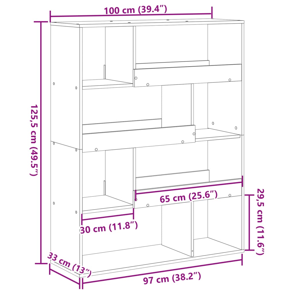 Bokhylle Brun Eik 100x33x125,5 cm