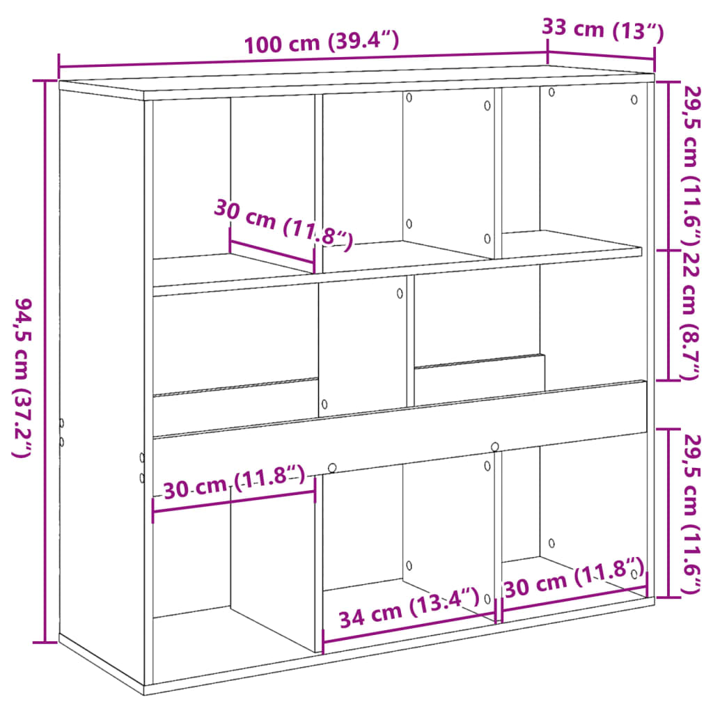Bokhylle Svart 100x33x94,5 cm