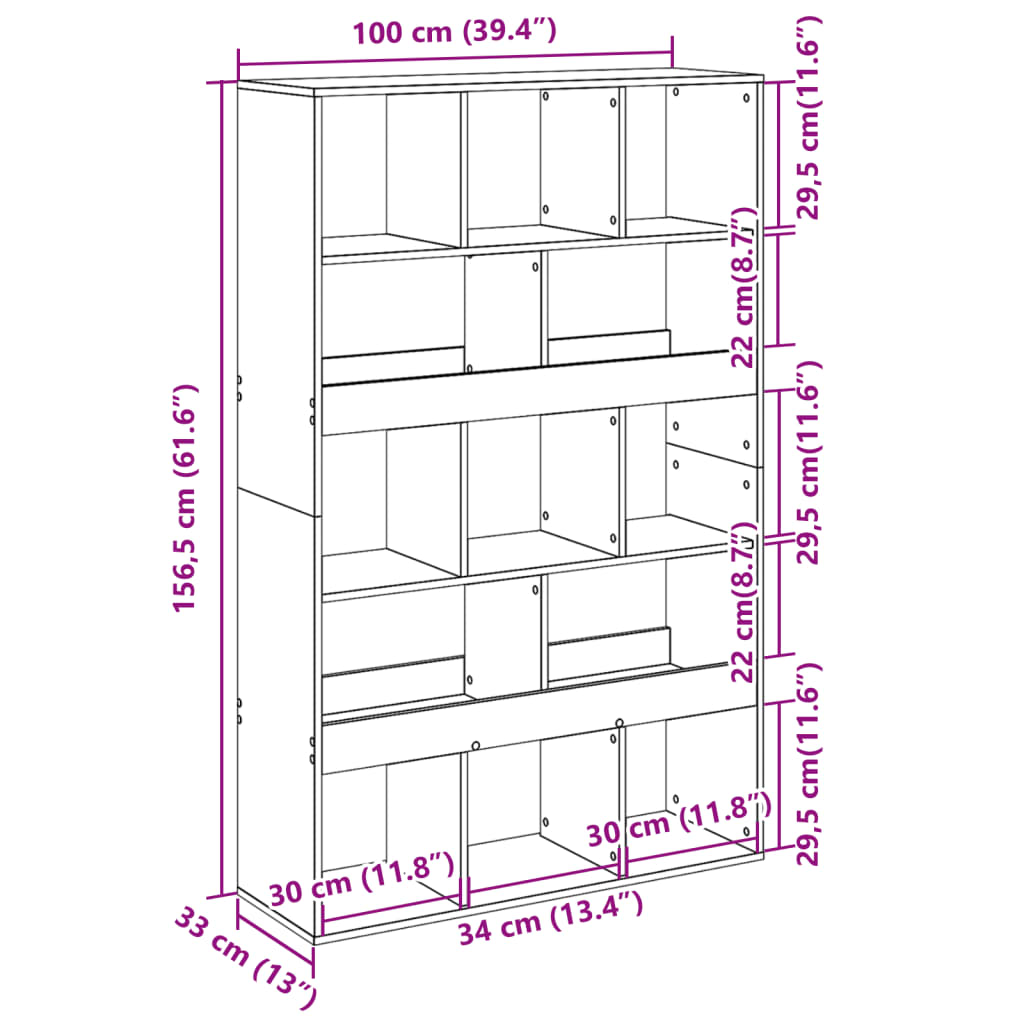 Bokhylle Sonoma Eik 100x33x156,5 cm