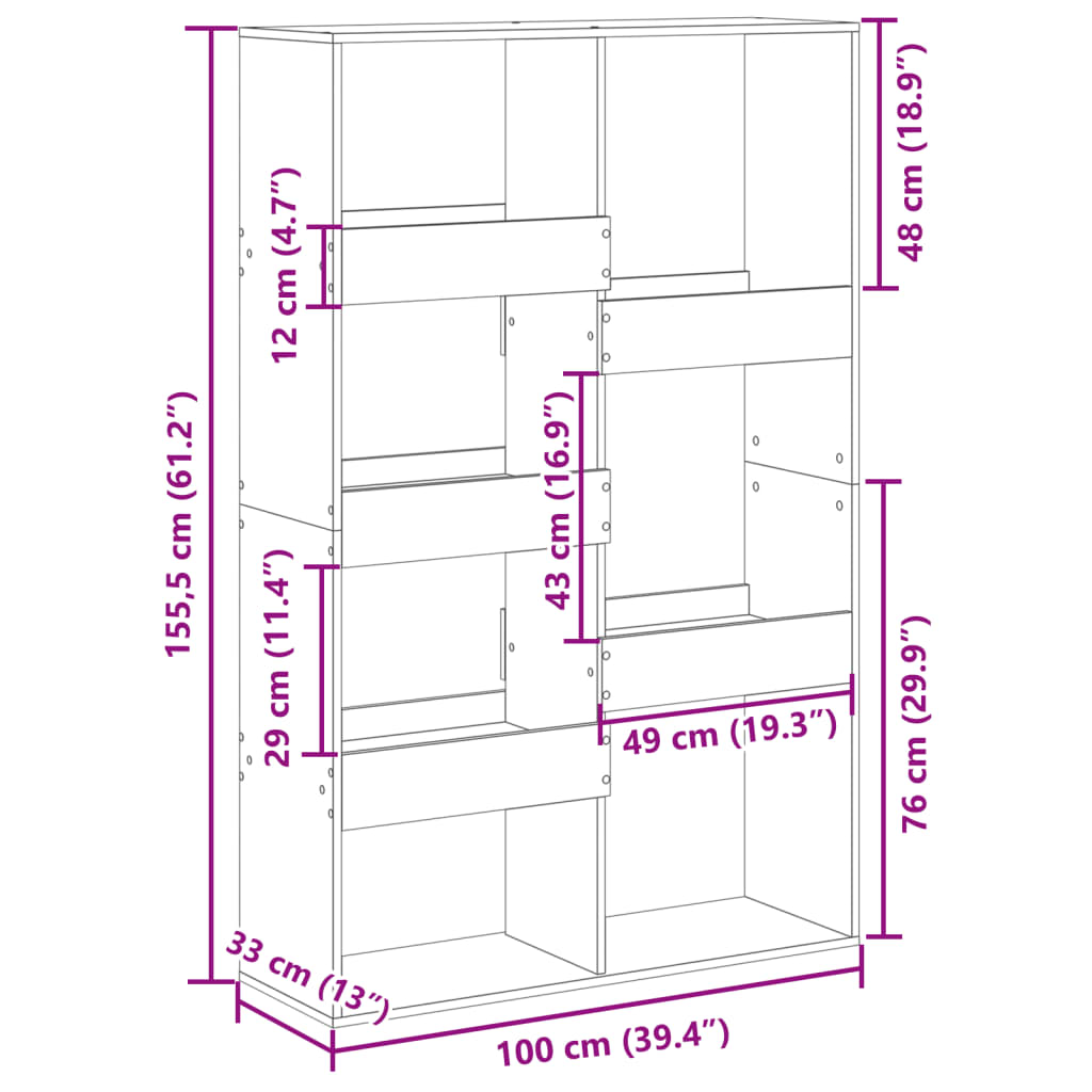 Bokhylle Brun Eik 100x33x155,5 cm