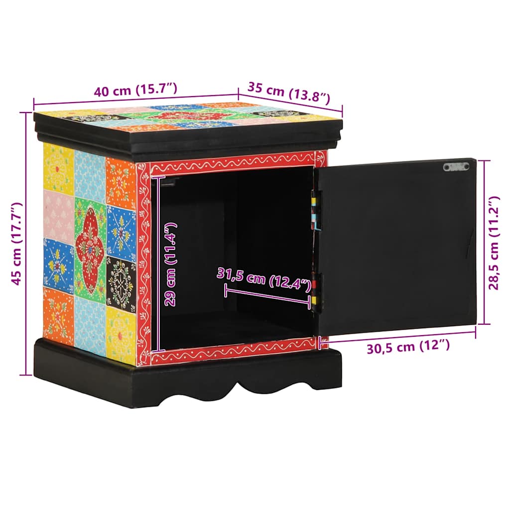 Nattbord Sengbord Tre heltre mangotre flerfarget 40x35x45 cm