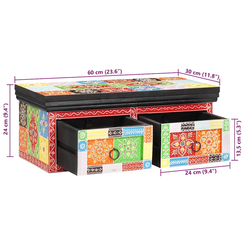 TV-Møbel Tre TV-Skap med skuff Flerfarget 60 x 30 x 24 cm Massivt mangotre