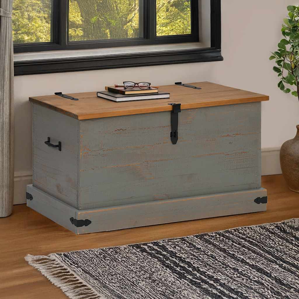 Oppbevaringskiste HALDEN Grå 91x48x47 cm heltre furu