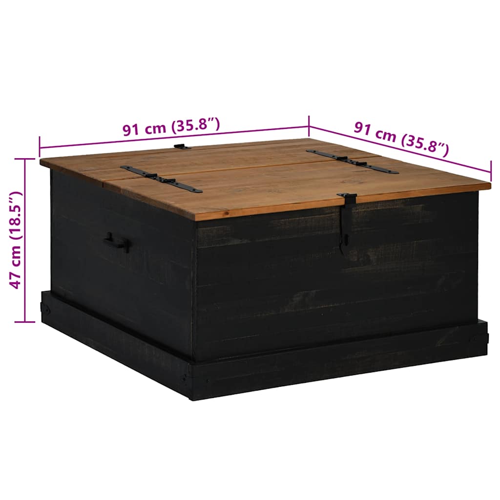 Oppbevaringskiste HALDEN Svart 91x91x47 cm heltre furu