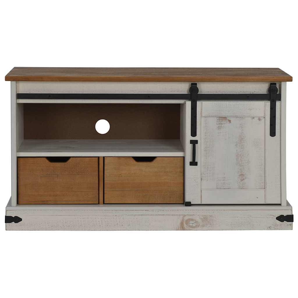 TV-Møbel Hvit TV-skap HALDEN med skyvedør 110x40x60 cm heltre