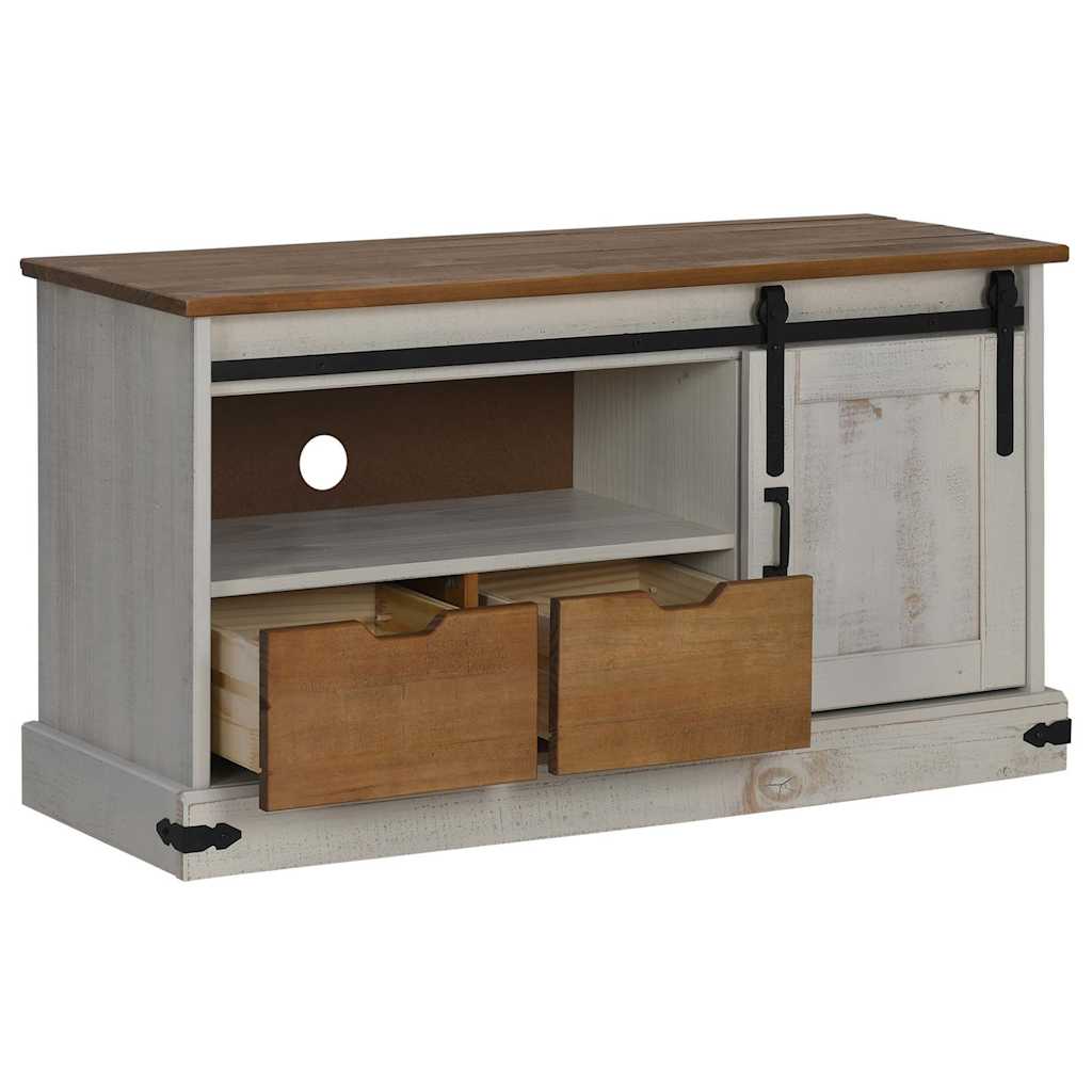 TV-Møbel Hvit TV-skap HALDEN med skyvedør 110x40x60 cm heltre