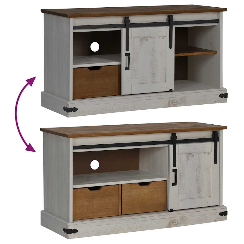 TV-Møbel Hvit TV-skap HALDEN med skyvedør 110x40x60 cm heltre