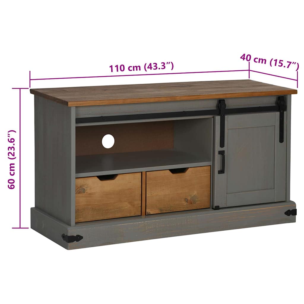 TV-Møbel Grå TV-skap HALDEN med skyvedør 110x40x60 cm heltre