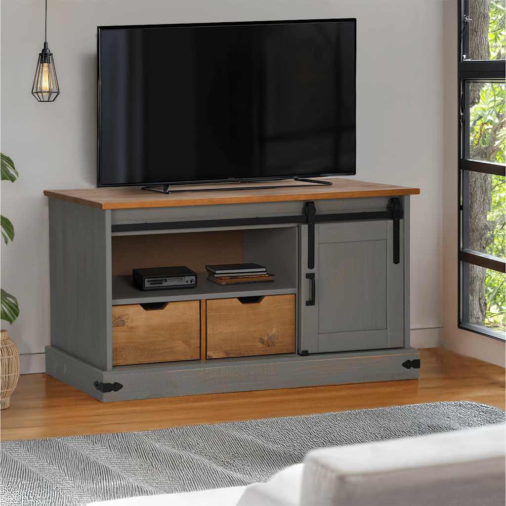 TV-Møbel Grå TV-skap HALDEN med skyvedør 110x40x60 cm heltre