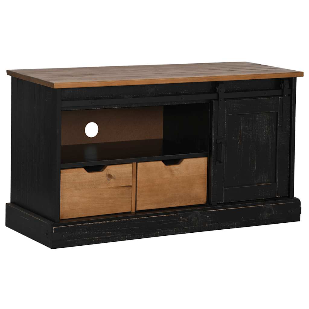 TV-Møbel Svart TV-skap HALDEN med skyvedør 110x40x60 cm heltre