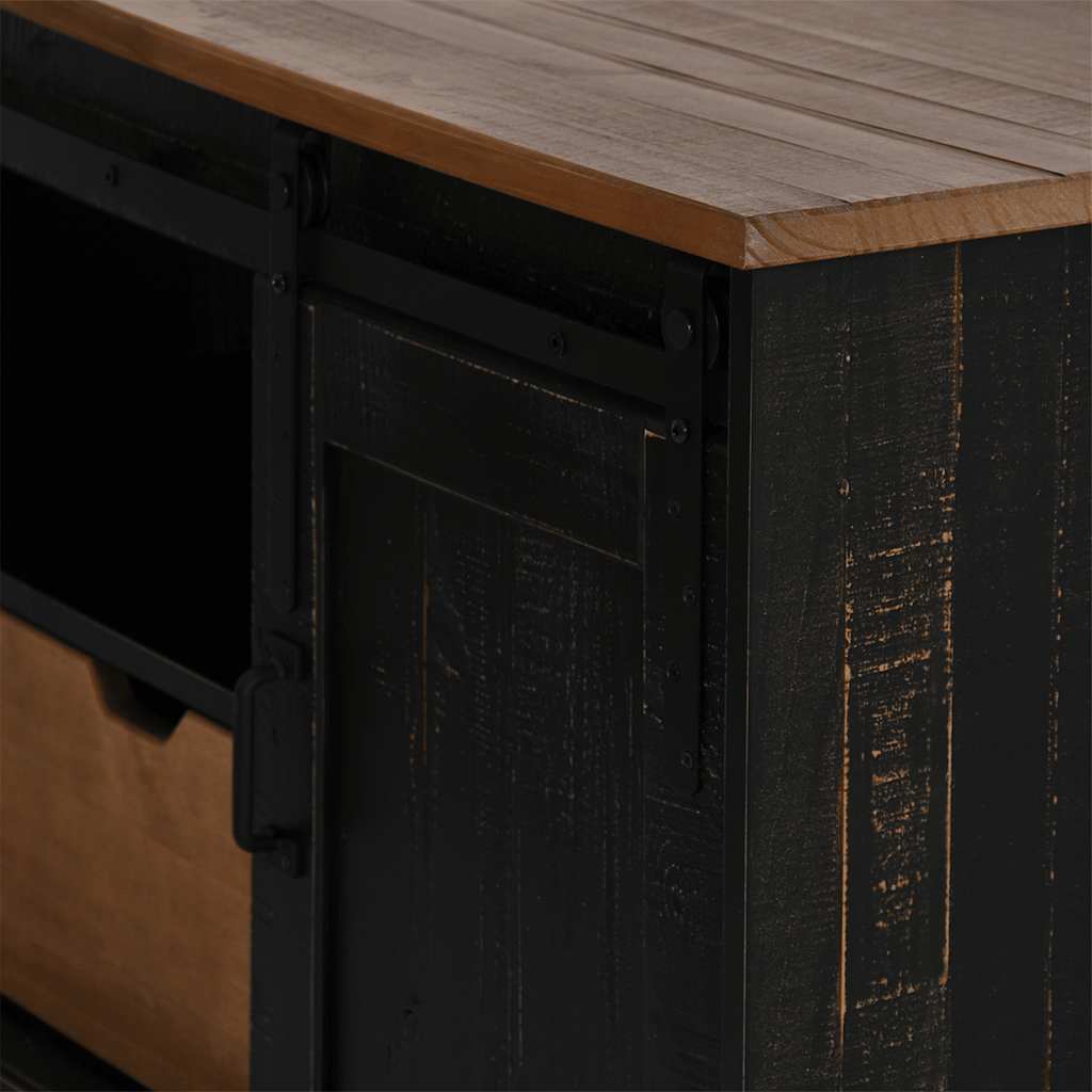 TV-Møbel Svart TV-skap HALDEN med skyvedør 110x40x60 cm heltre