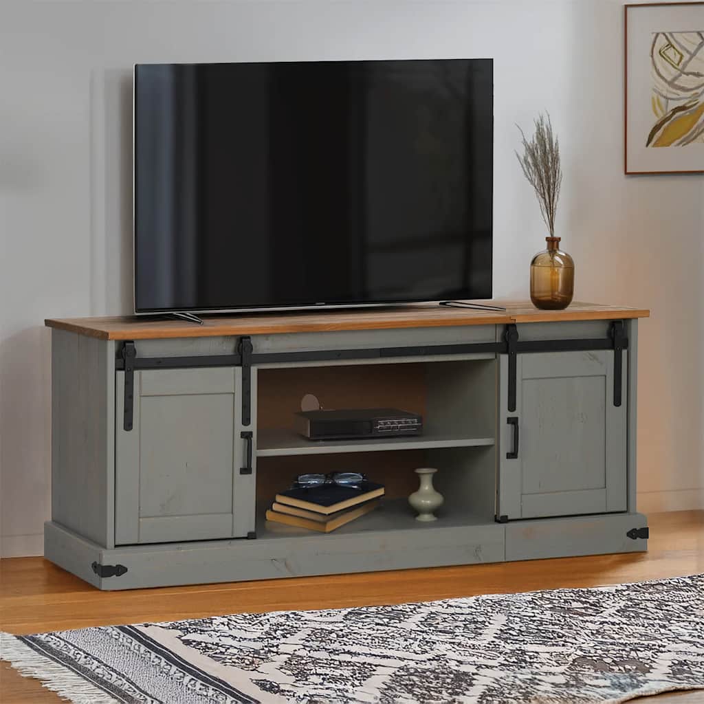 TV-Møbel Grå TV-skap HALDEN med 2 skyvedører 150x40x60 cm heltre