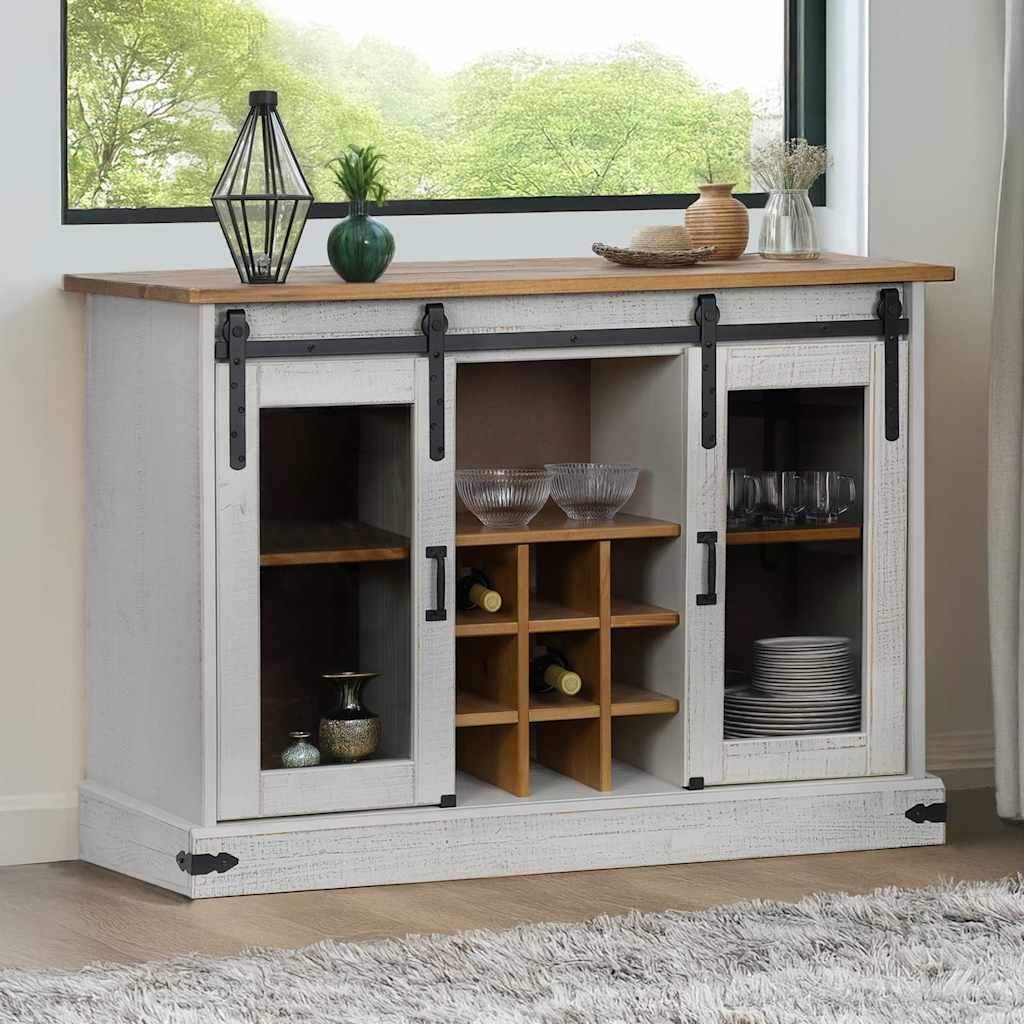 Skjenk Hvit HALDEN med 2 skyvedører 112x40x80 cm heltre