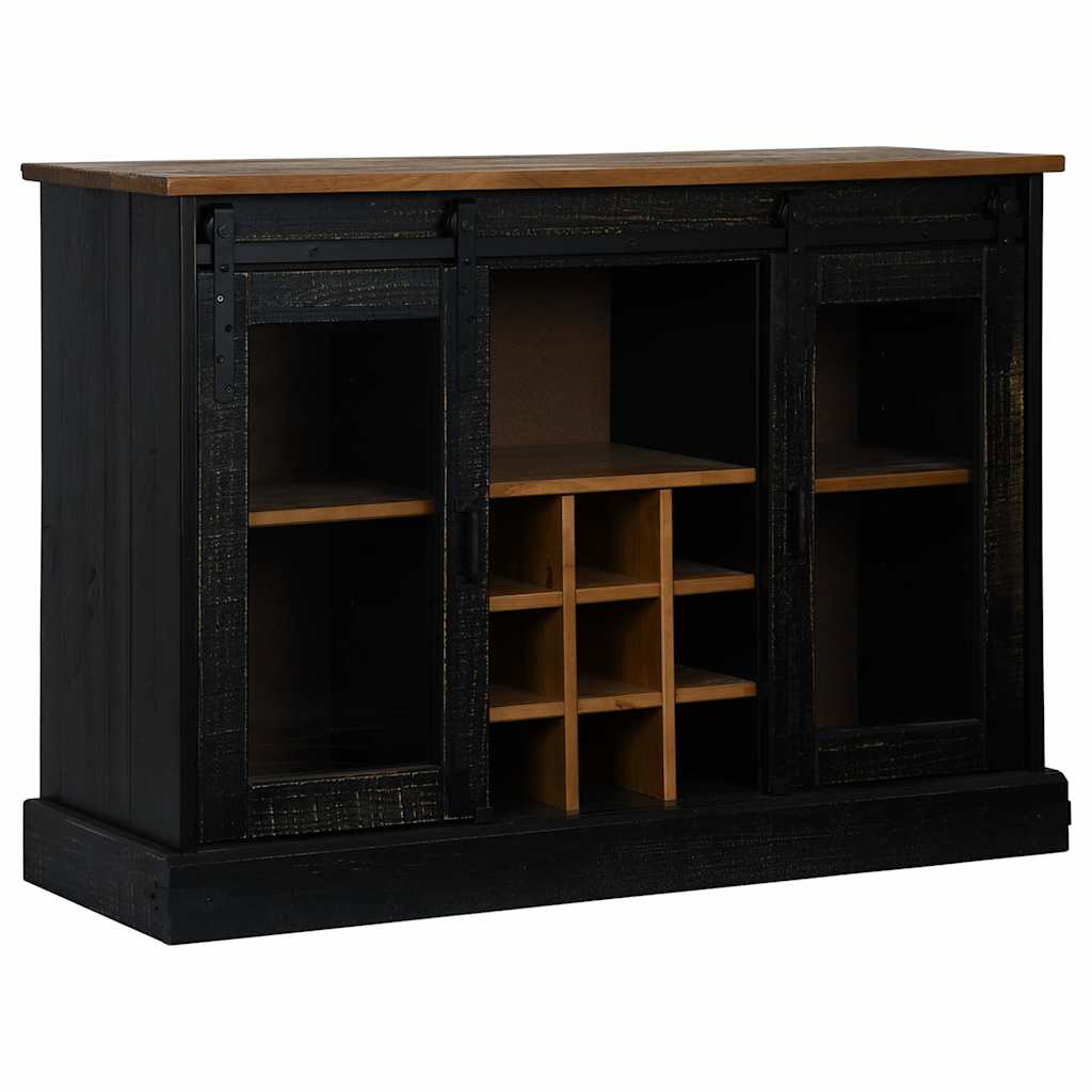 Skjenk Svart HALDEN med 2 skyvedører 112x40x80 cm heltre