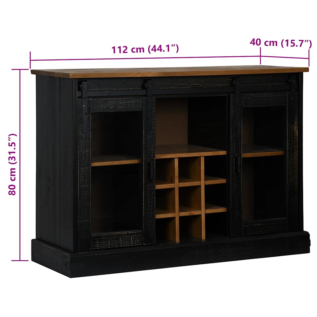 Skjenk Svart HALDEN med 2 skyvedører 112x40x80 cm heltre