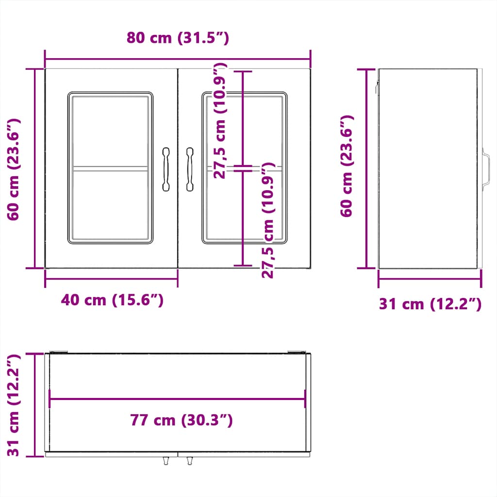 Kjøkkeninnredning Overskap Kalmar Hvit med glassdør