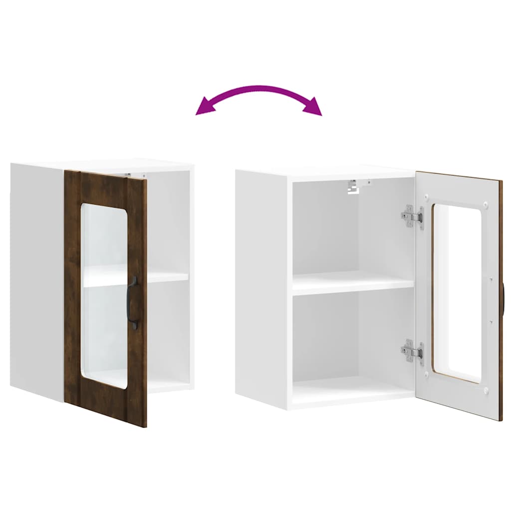 Kjøkkeninnredning Overskap veggskap med glassdør Lucca Røkt eik