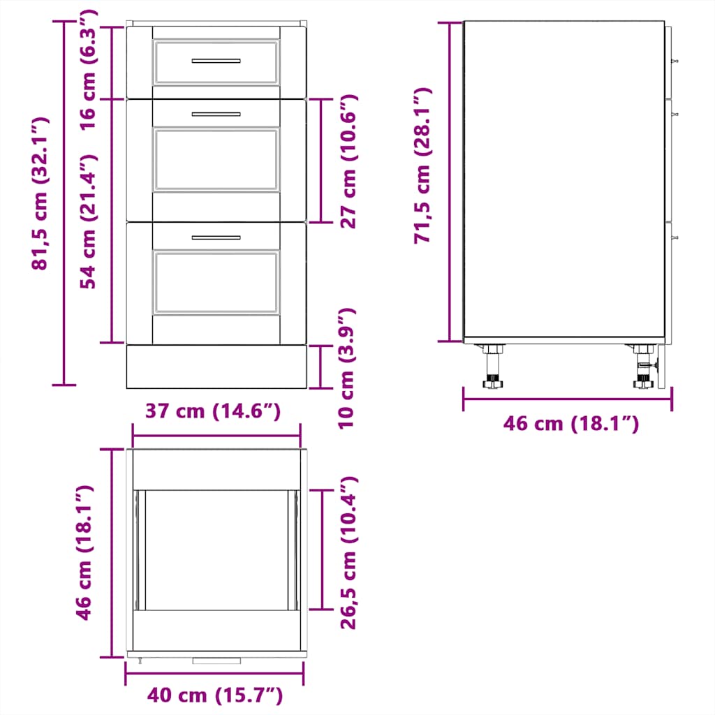 Kjøkkeninnredning Underskap Porto Svart