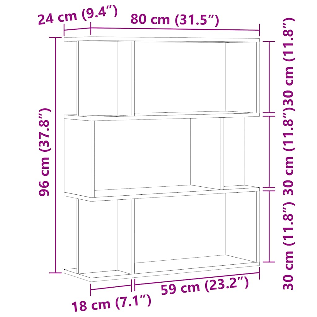 Bokhylle Artisan Eik 80x24x96 cm