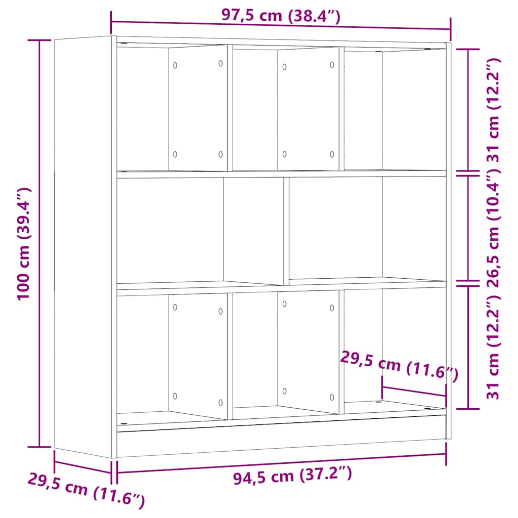 Bokhylle Gammelt Tre 97,5x29,5x100 cm
