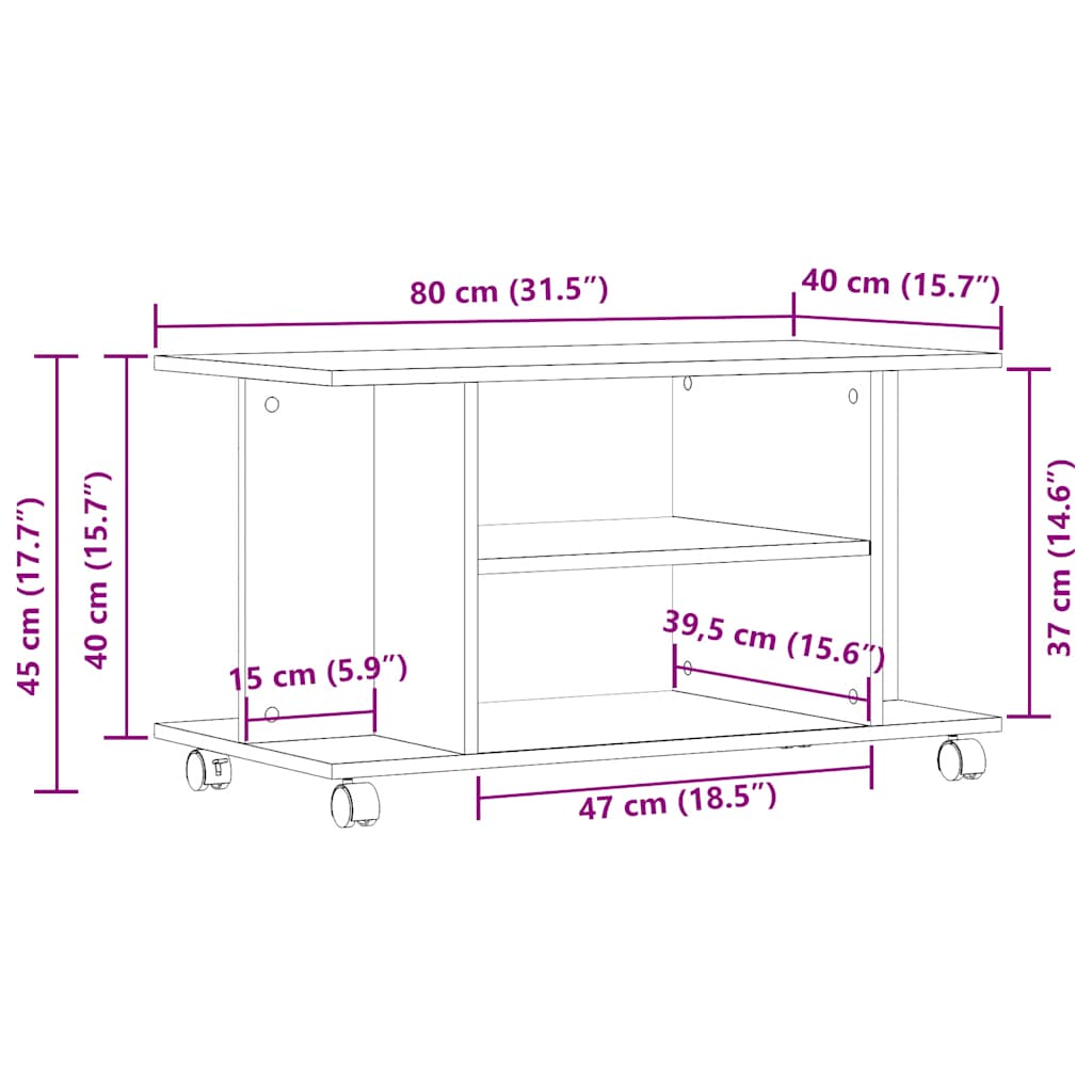 TV-Møbel Artisan Eik Tv-benk med hjul 80x40x45 cm