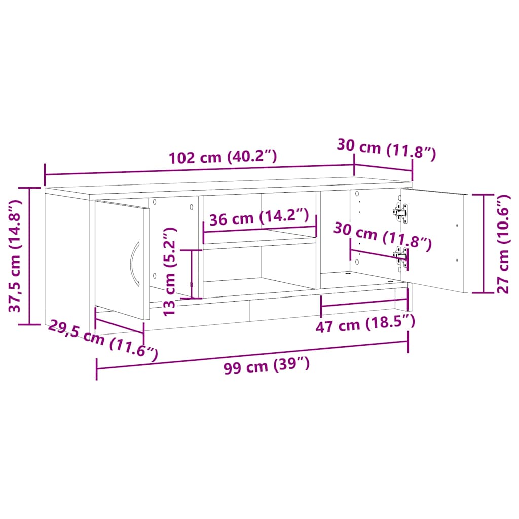 TV-Møbel Gammelt Tre Tv-benk 102x30x37,5 cm