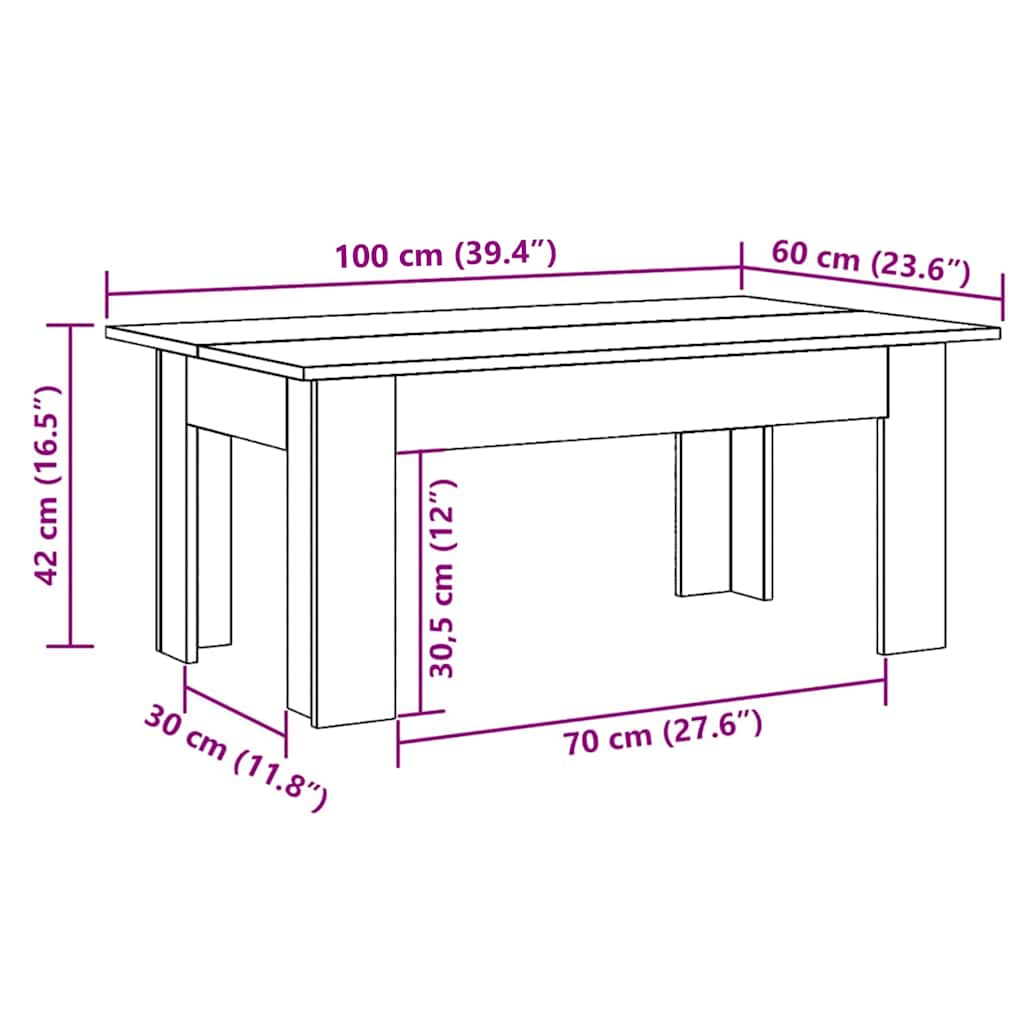 Salongbord Sofabord Artisan Eik 100x60x42 cm