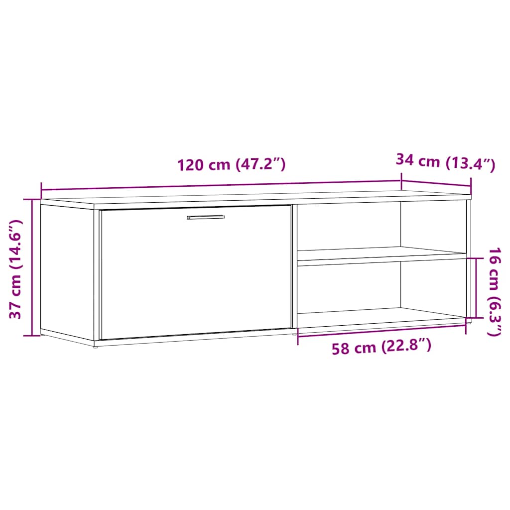 TV-Møbel Gammelt Tre Tv-benk 120x34x37 cm