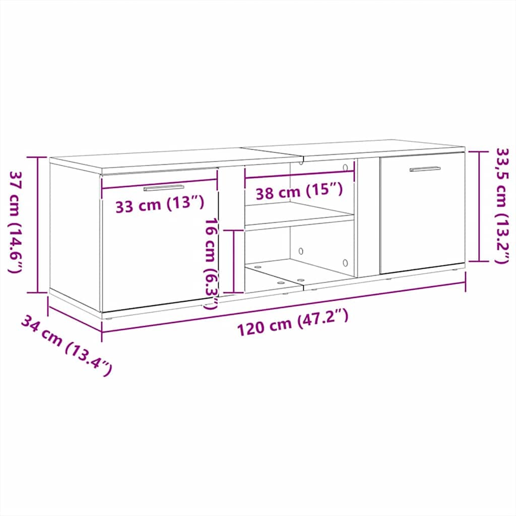 TV-Møbel Gammelt Tre TV-benk 120x34x37 cm