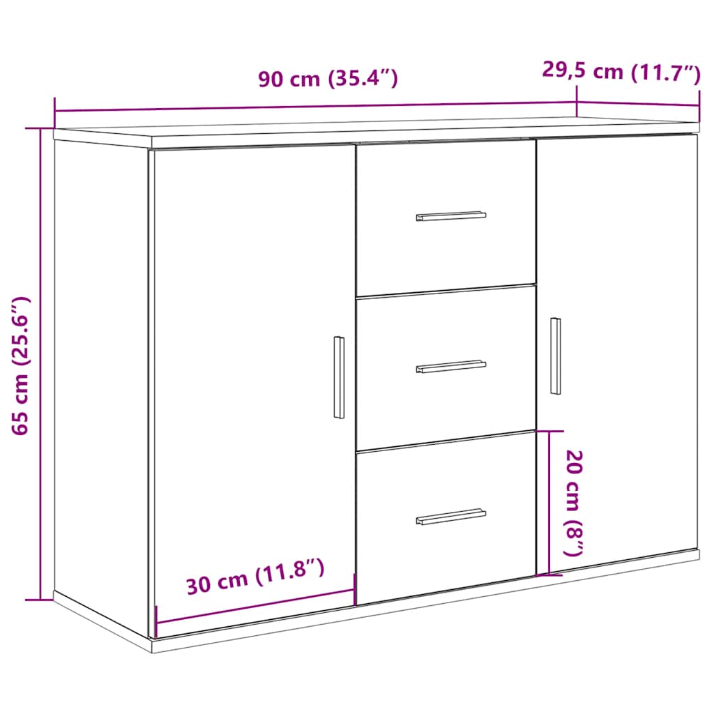 Skjenk Gammelt Tre 90x29,5x65 cm