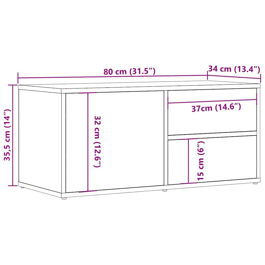 TV-Møbel Gammelt Tre Tv-benk 80x34x35,5 cm