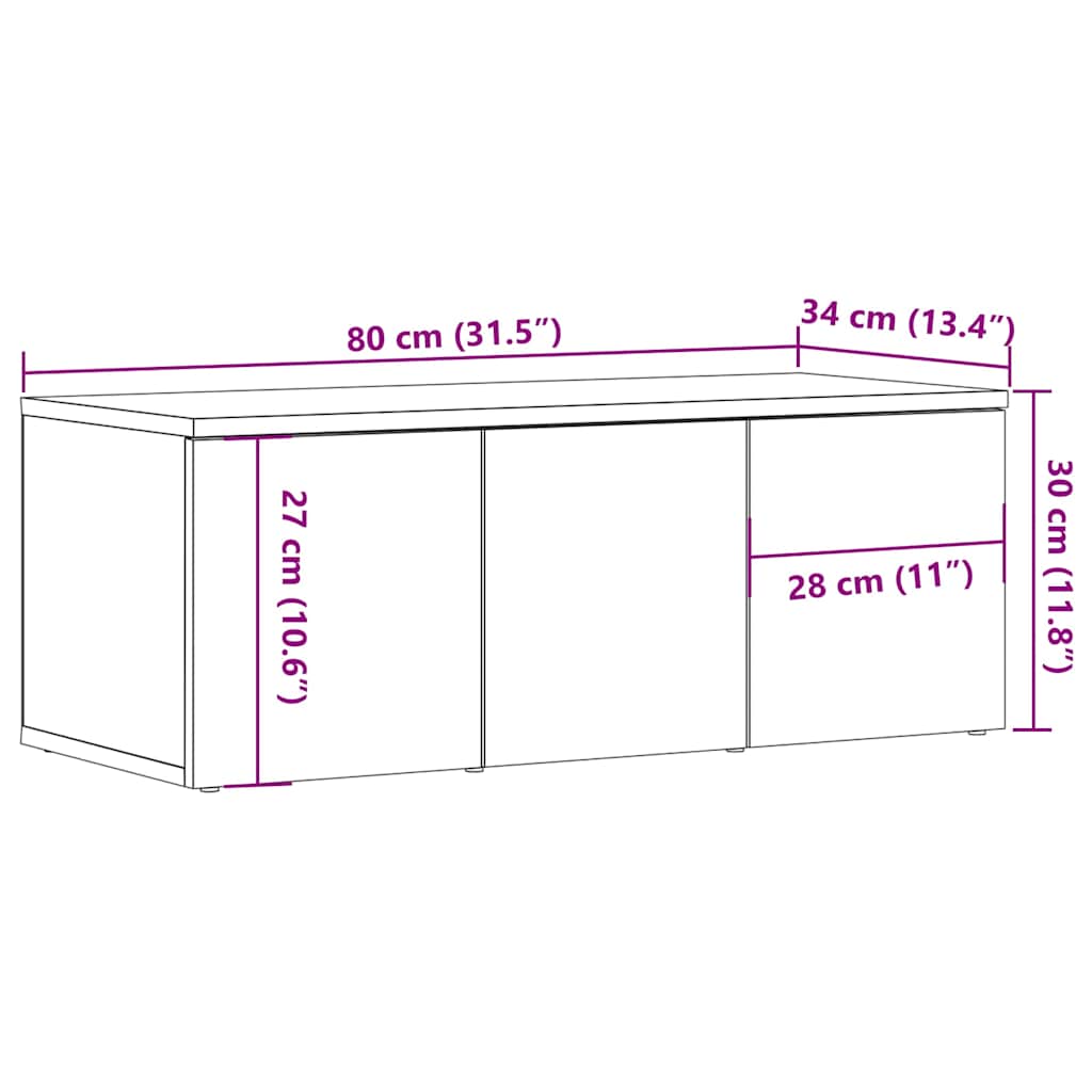 TV-Møbel Gammelt Tre Tv-benk 80x34x30 cm