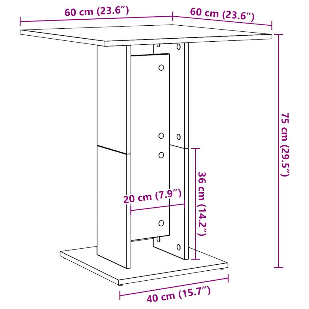 Bistrobord gammelt tre 60x60x75 cm konstruert tre