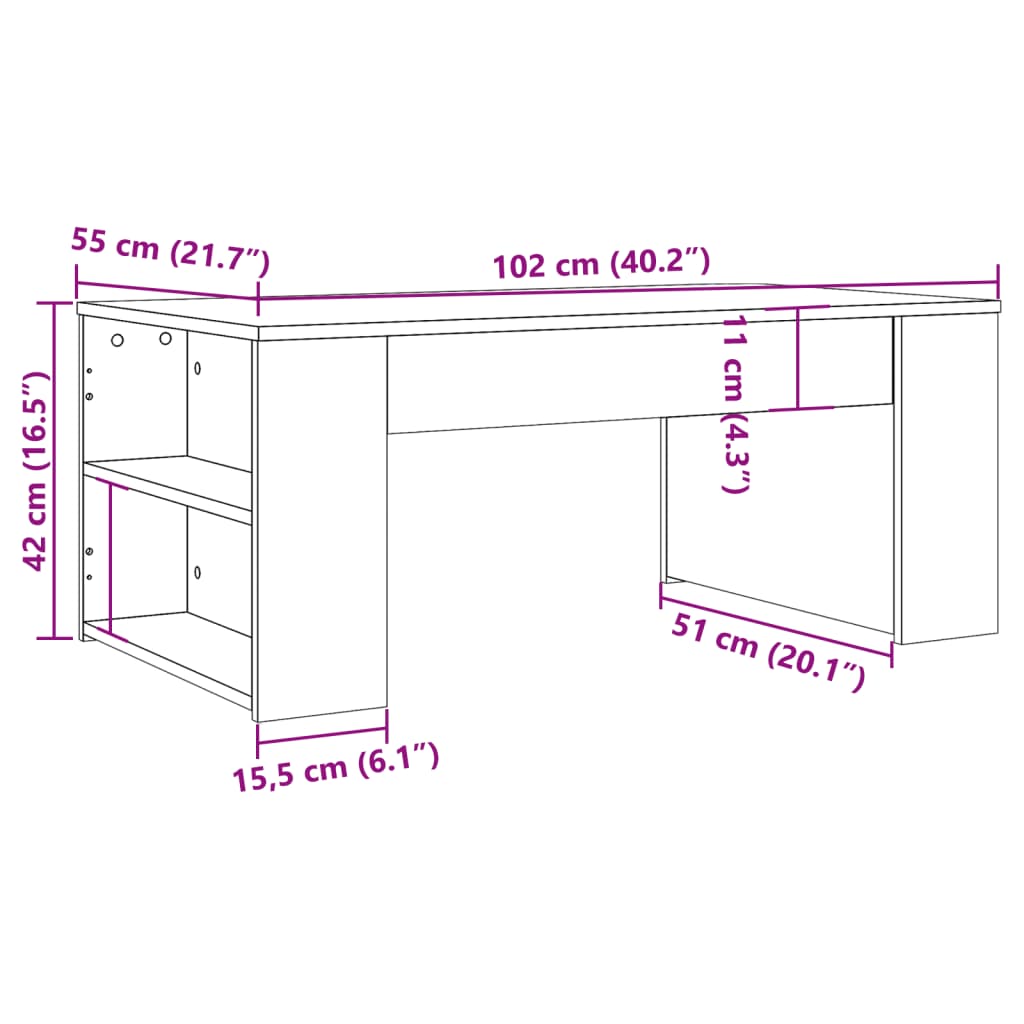 Salongbord Sofabord Artisan Eik 102x55x42 cm