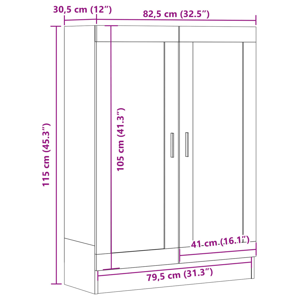 Bokhylle gammelt tre 82,5x30,5x115 cm konstruert tre