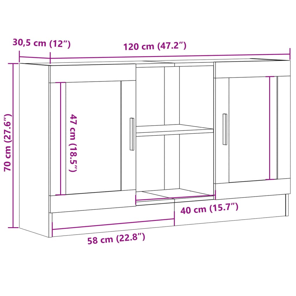 Skjenk gammelt tre 120x30,5x70 cm konstruert tre