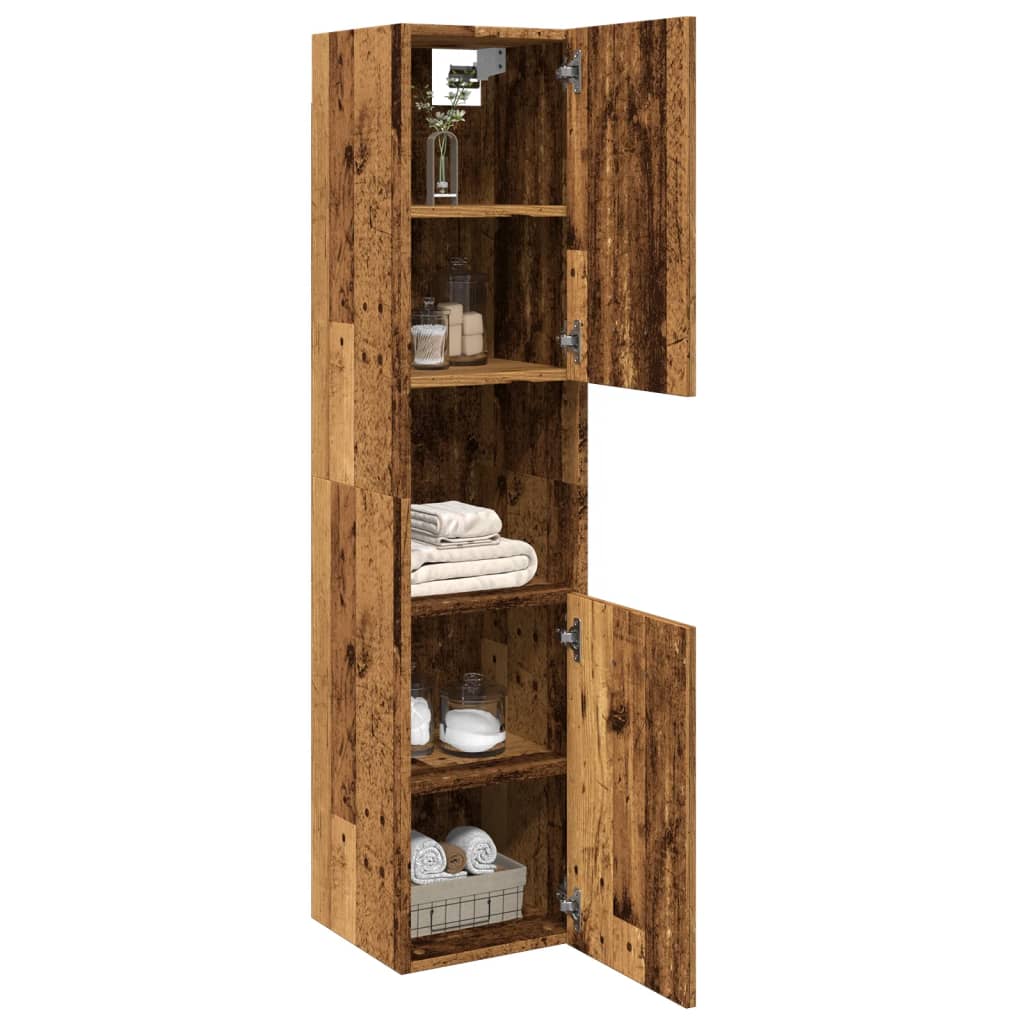 Baderomsskap Gammelt Tre 30x30x130 cm