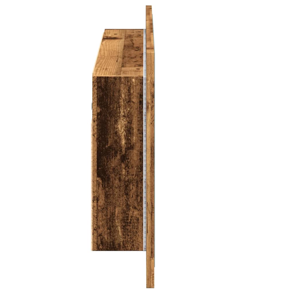 Baderomsspeil Speilskap med LED Gammelt Tre 90x12x45 cm
