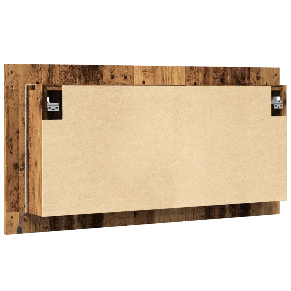 Baderomsspeil Speilskap med LED Gammelt Tre 90x12x45 cm