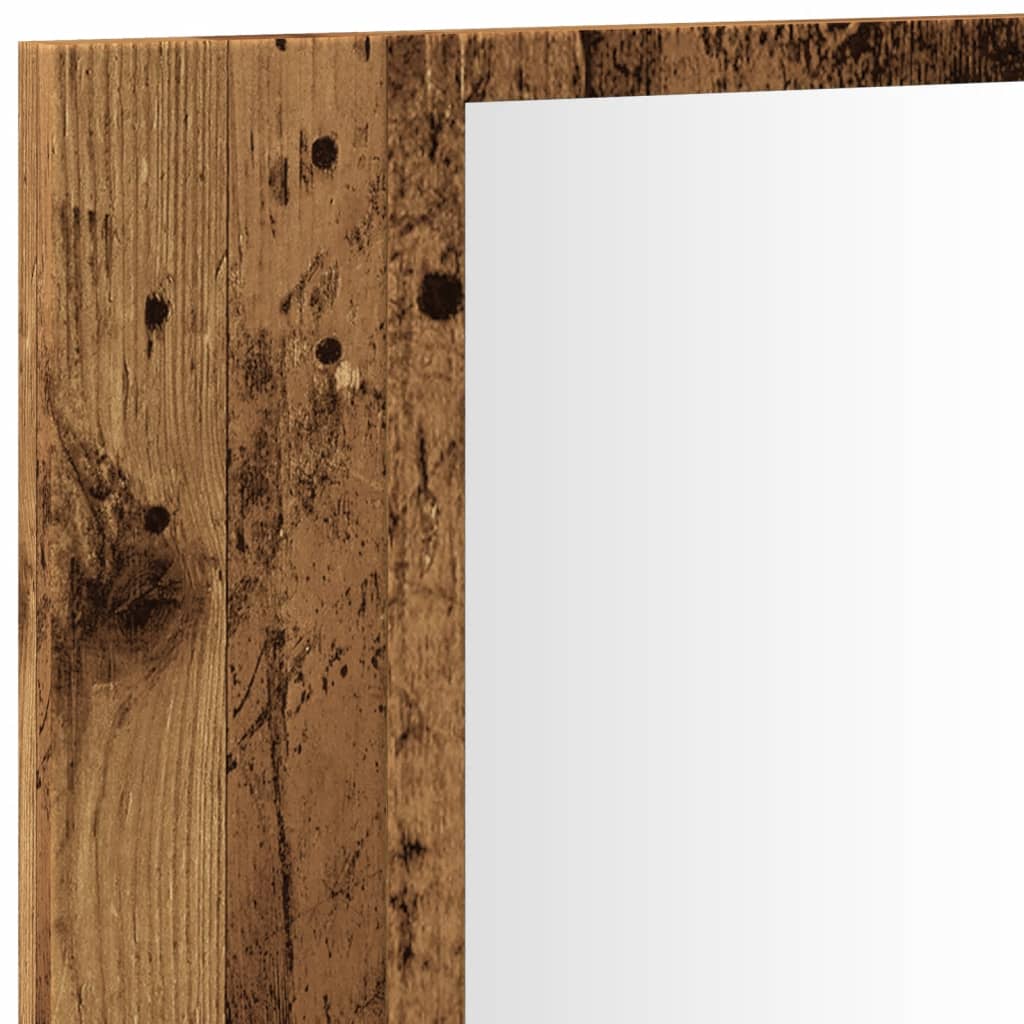 Baderomsspeil Speilskap med LED Gammelt Tre 90x12x45 cm