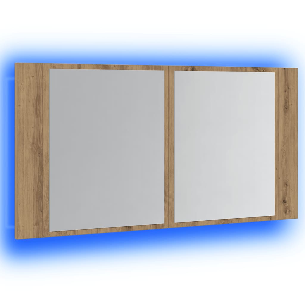 Baderomsspeil Speilskap med LED Artisan Eik 90x12x45 cm
