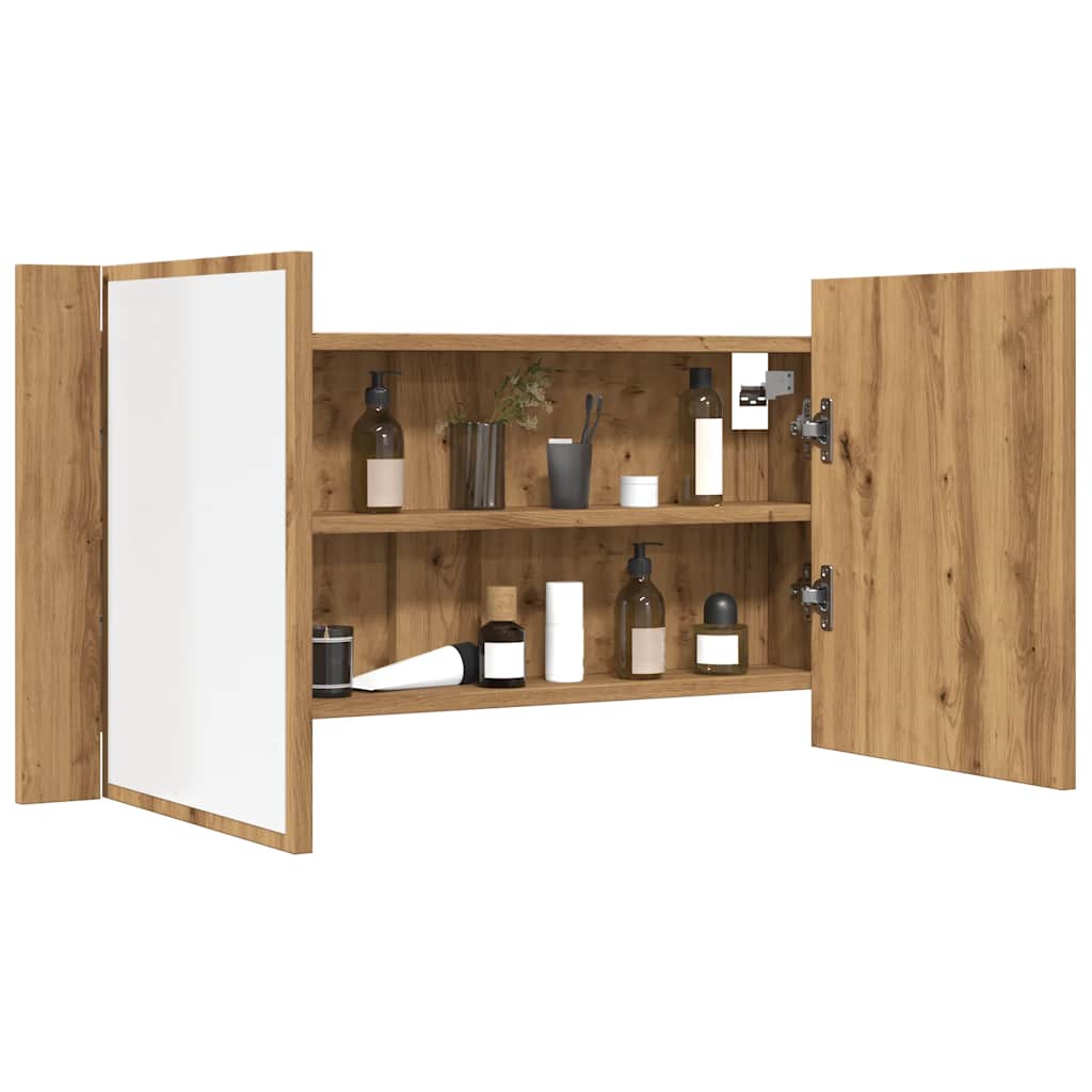 Baderomsspeil Speilskap med LED Artisan Eik 90x12x45 cm