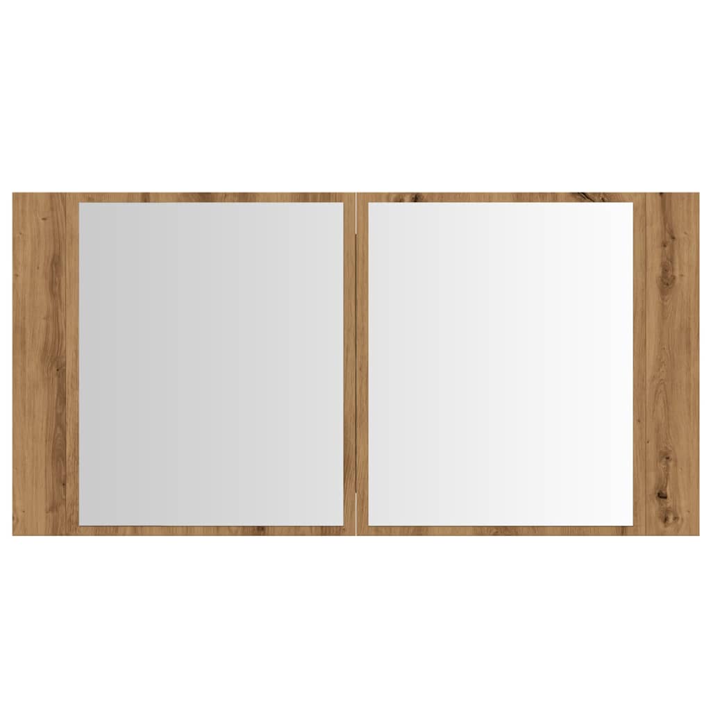 Baderomsspeil Speilskap med LED Artisan Eik 90x12x45 cm