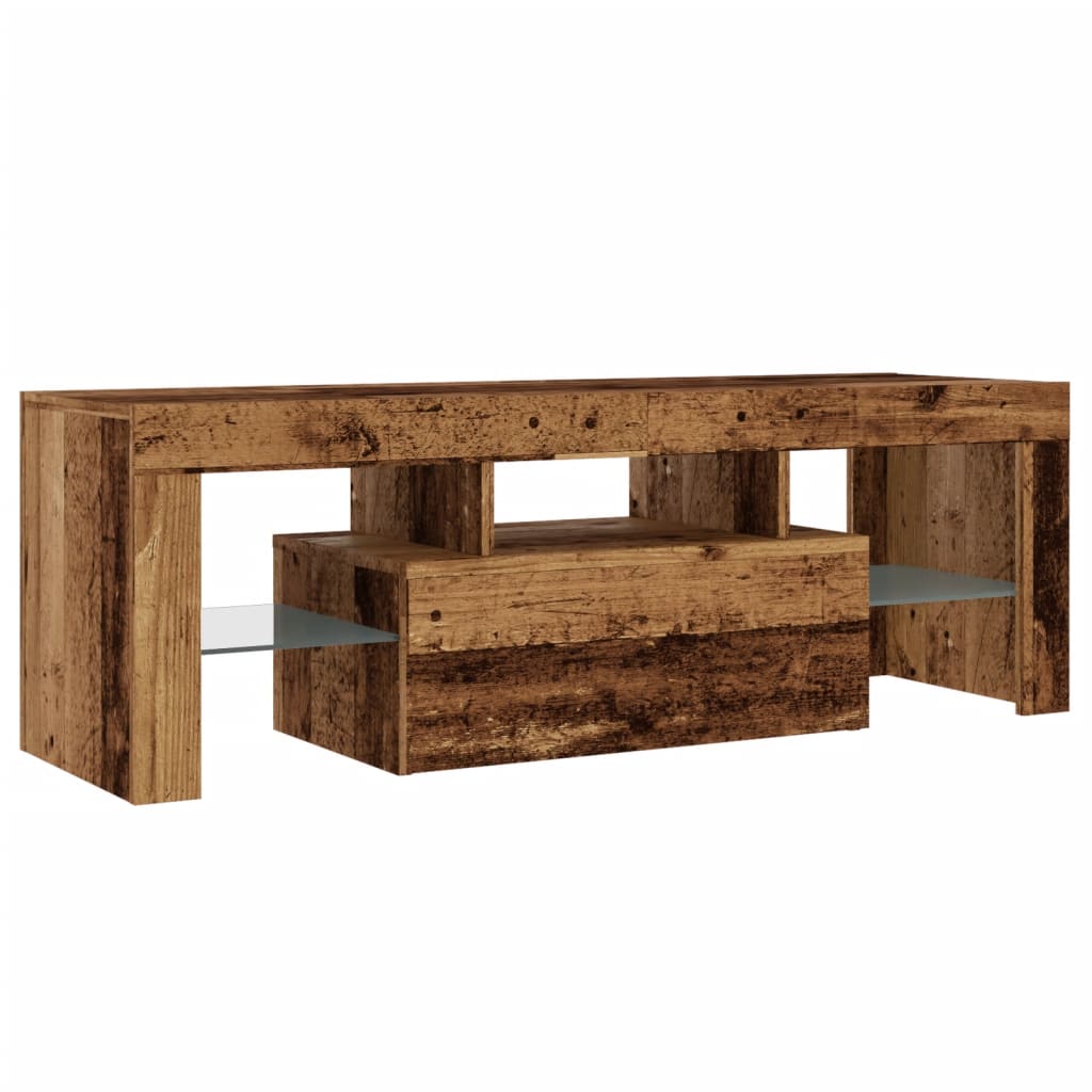 TV-Møbel Gammelt Tre TV-benk med LED-lys 120x36,5x40 cm