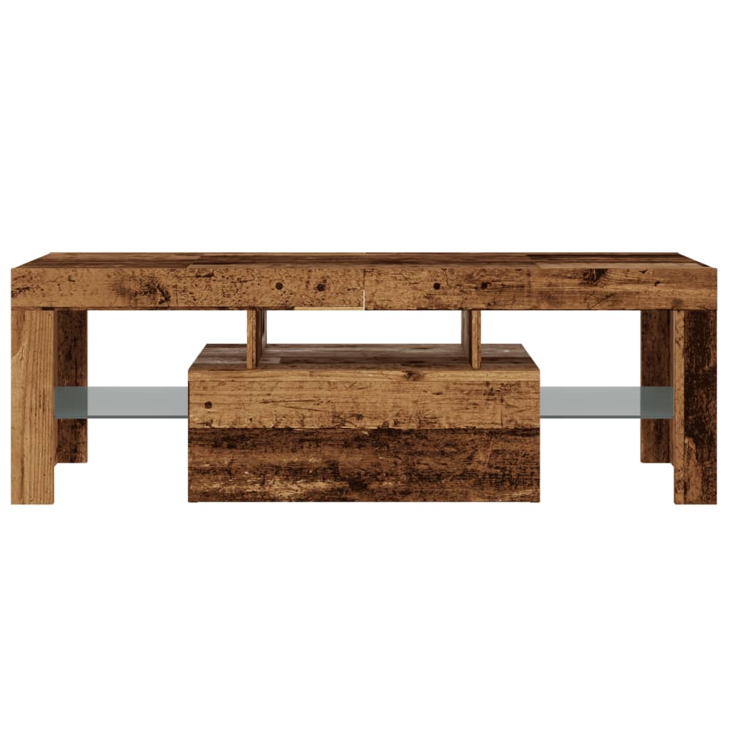 TV-Møbel Gammelt Tre TV-benk med LED-lys 120x36,5x40 cm