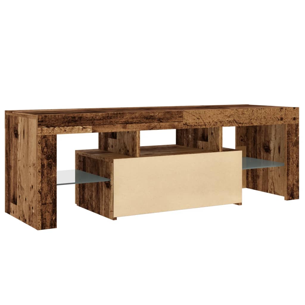 TV-Møbel Gammelt Tre TV-benk med LED-lys 120x36,5x40 cm