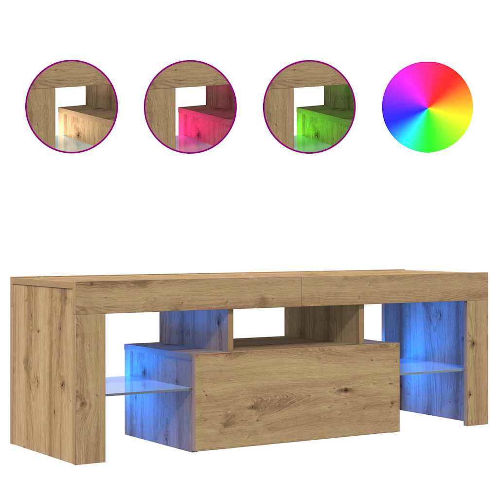 TV-Møbel Artisan Eik Tv-benk med LED-lys 120x36,5x40 cm